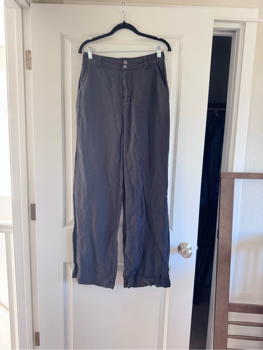 cloth & stone Button-Front Wide-Leg Pants in Charcoal Gray